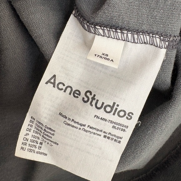 ACNE STUDIOS  Gray Men's Casual Cotton Logo T-Shirt size extra small - Picture 9 of 10